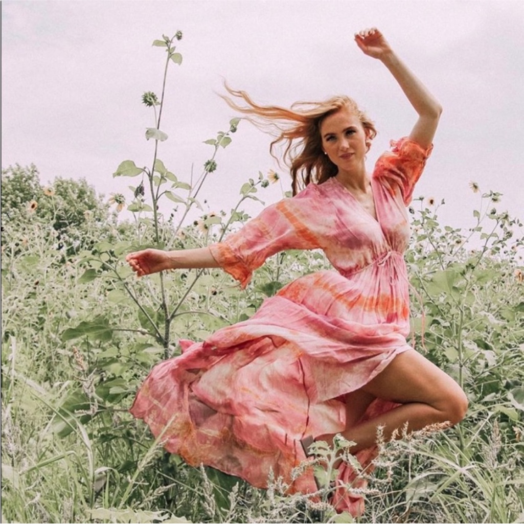 Anthropologie Yfb Young Fabulous Broke Sheena Maxi Meadow Dress Tie Dye As Is